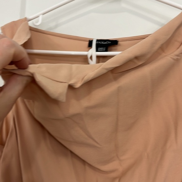 New Max & Co Size 8 Rose Peach, Black Sleeveless Cowl Neck Drape Wrap Dress - Picture 9 of 15